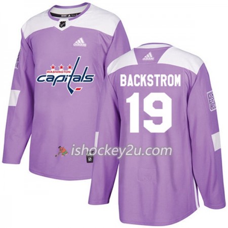 Mænd NHL Washington Capitals Trøje Nicklas Backstrom 19 Adidas 2017-2018 Lilla Fights Cancer Practice Authentic